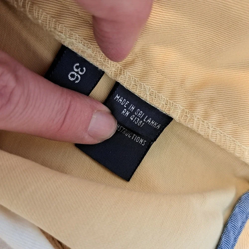 Polo Ralph Lauren Mens Yellow Cotton Chino Shorts Size 36 Flat Front Twill
